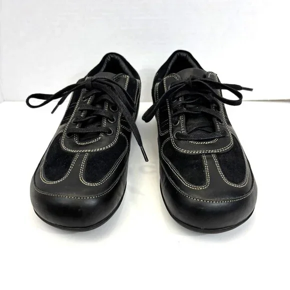 Birkenstock Footprints Leather Lace Up Walking Shoes Womens 8 39 Black Sneakers - Picture 3 of 12